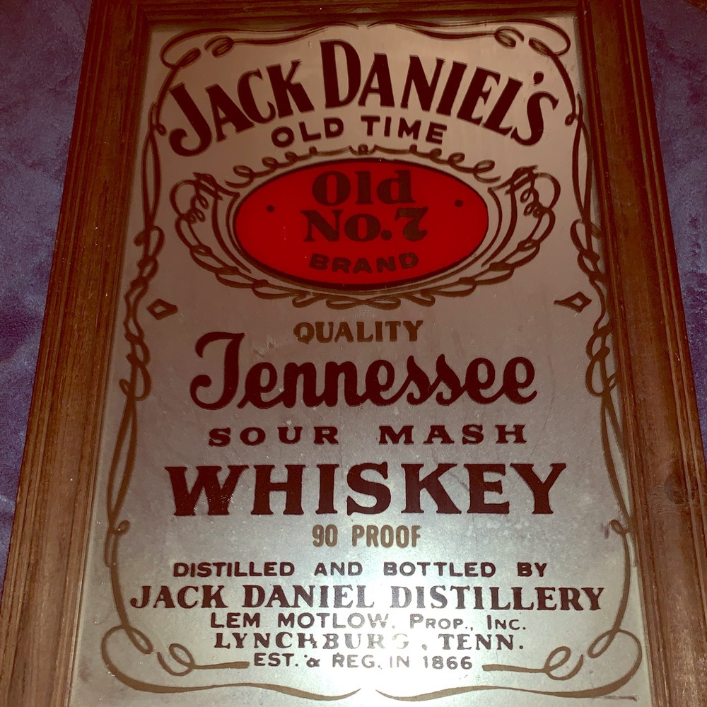 Jack Daniels Whiskey Bar Sign / Mirror wood frame